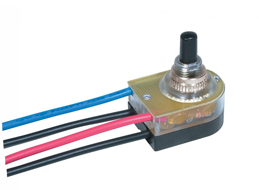 On-Off Lighted Push Switch; 3/8&#34; Plastic Bushing; Single Circuit; 6A-125V, 3A-250V Rating;