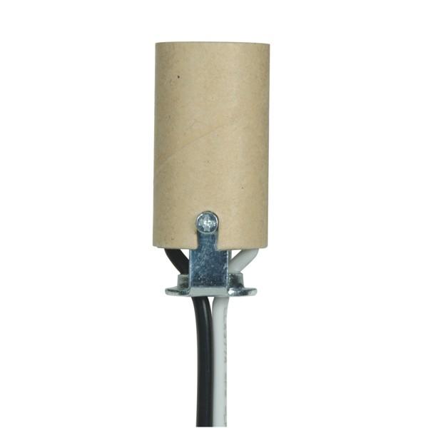 Candelabra Socket With Leads; 1-3/4&#34; Height; 3/4&#34; Diameter; 24&#34; #18 UL 1015 B/W Leads