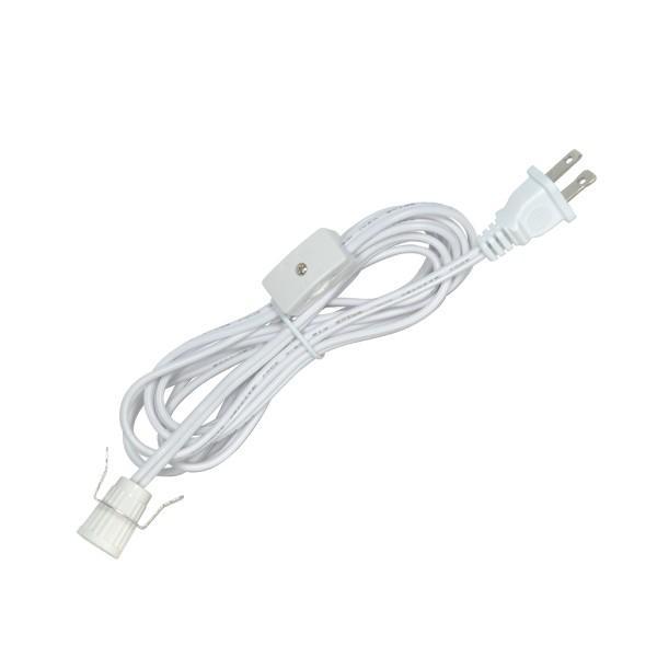 8 Foot #18 SPT-2 White Cord, Switch, And Plug (Switch 17&#34; From Socket)