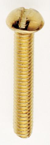 Steel Round Head Slotted Machine Screw; 8/32; 1&#34; Length; Brass Plated Finish