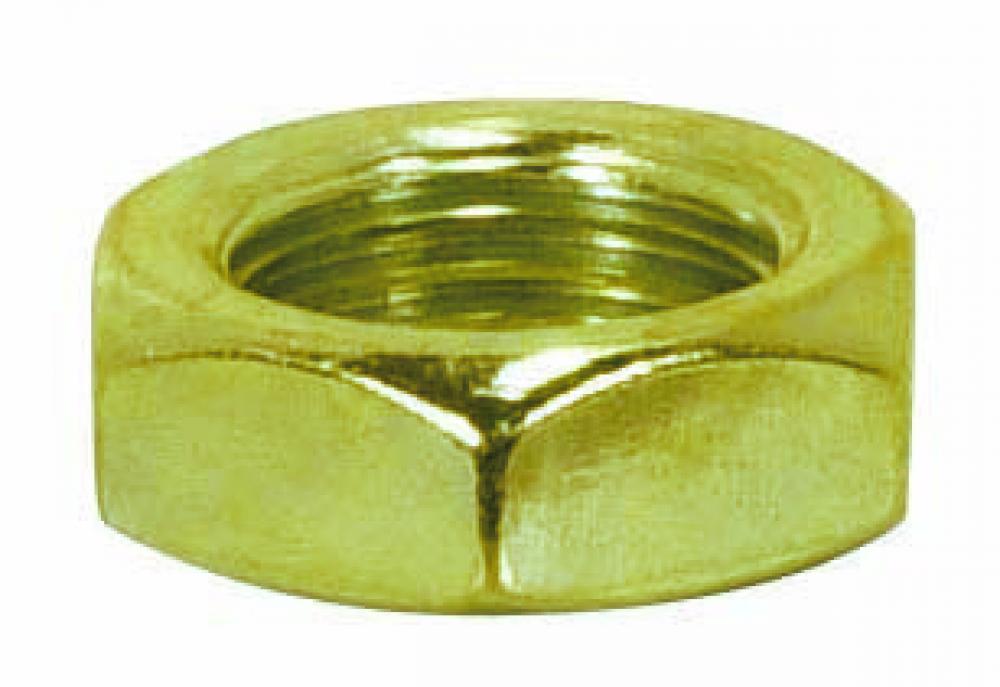 Steel Locknut; 1/8 IP; 9/16&#34; Hexagon; 3/16&#34; Thick; Brass Plated Finish