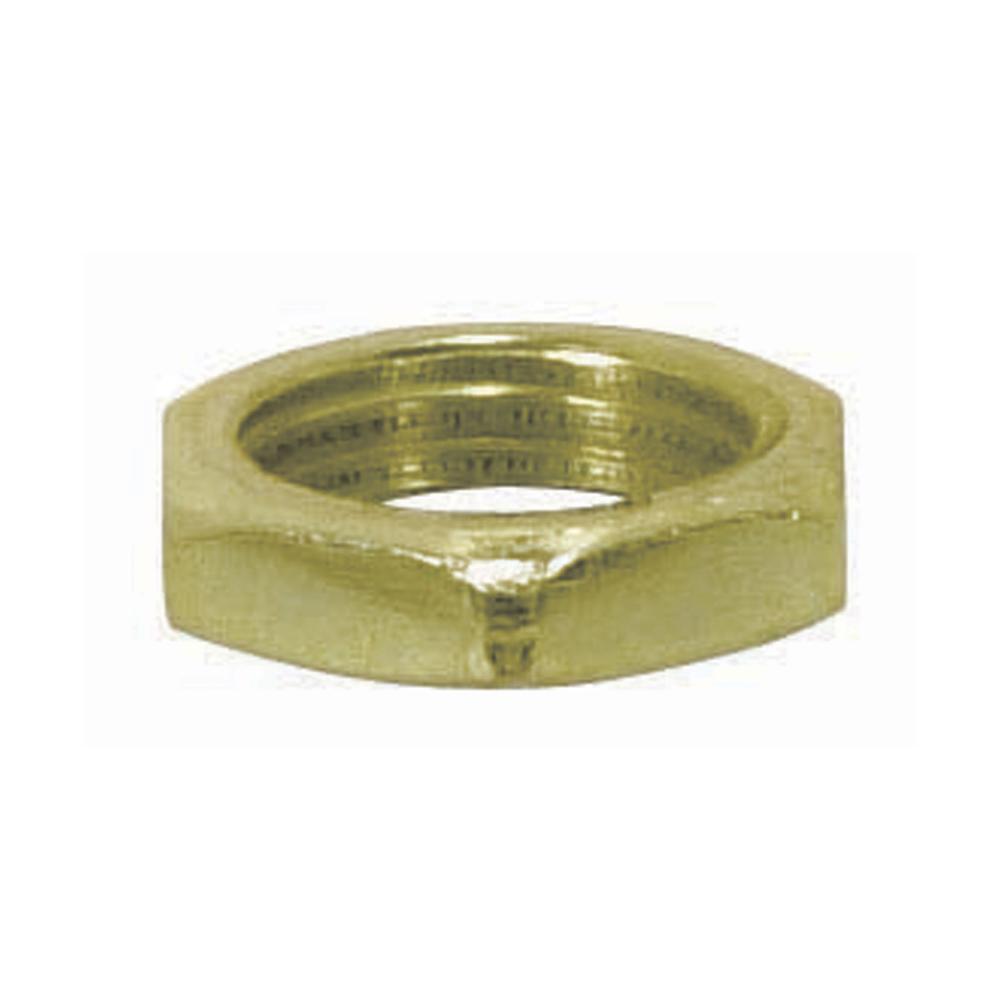 Steel Locknut; 1/8 IP; 1/2&#34; Hexagon; 1/8&#34; Thick; Brass Plated Finish