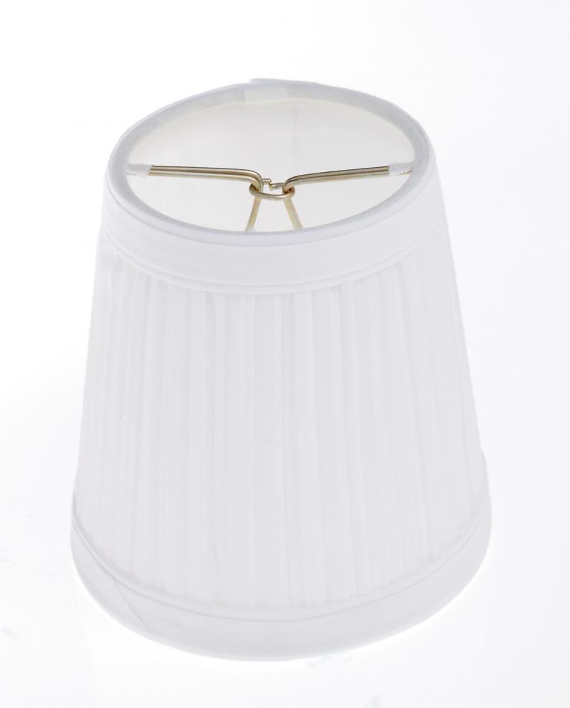 Clip On Shade; White Pleated Round; 3&#34; Top; 4&#34; Bottom; 4&#34; Side