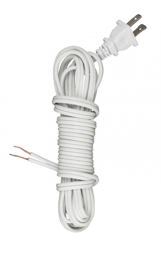 12 Foot 18/2 SPT-2 105C Cord Set; White Finish; 72&#34; Hank; 150 Carton; Molded Polarized Plug;