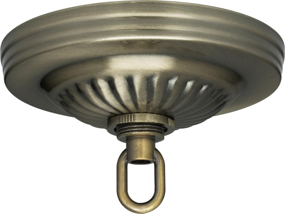 Ribbed Canopy Kit; Antique Brass Finish; 5&#34; Diameter; 1-1/16&#34; Center Hole; Includes