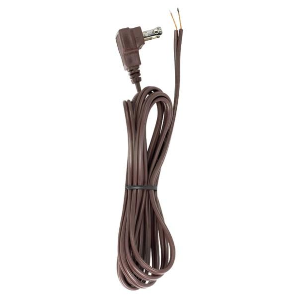 8 Foot 18/2 SPT-2 105C Flat Plug Cord Set; Brown Finish; 36&#34; Hank; 200 Carton; Molded Plug;