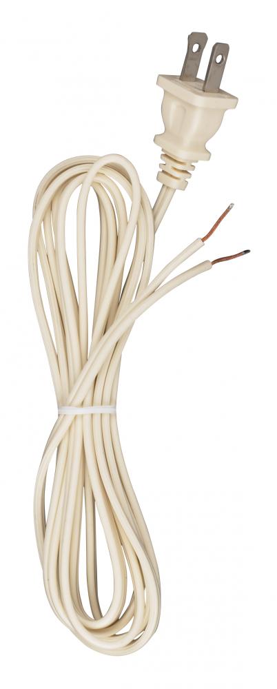 8 Foot 18/2 SPT-1 105C Cord Set; Ivory Finish; 36&#34; Hank; 200 Carton; Molded Polarized Plug;