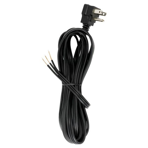 10 Foot 18/3 SPT-2 105C Flat Plug Cord Set; Black Finish; No Hank; 100 Carton; Molded Plug; Tinned