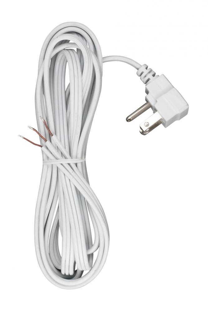 10 Foot 18/3 SPT-2 105C Flat Plug Cord Set; White Finish; No Hank; 100 Carton; Molded Plug; Tinned