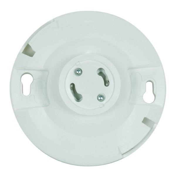 4 Terminal Keyless White Phenolic GU24 Ceiling Receptacle; Screw Terminals; 4-1/2&#34; Diameter;