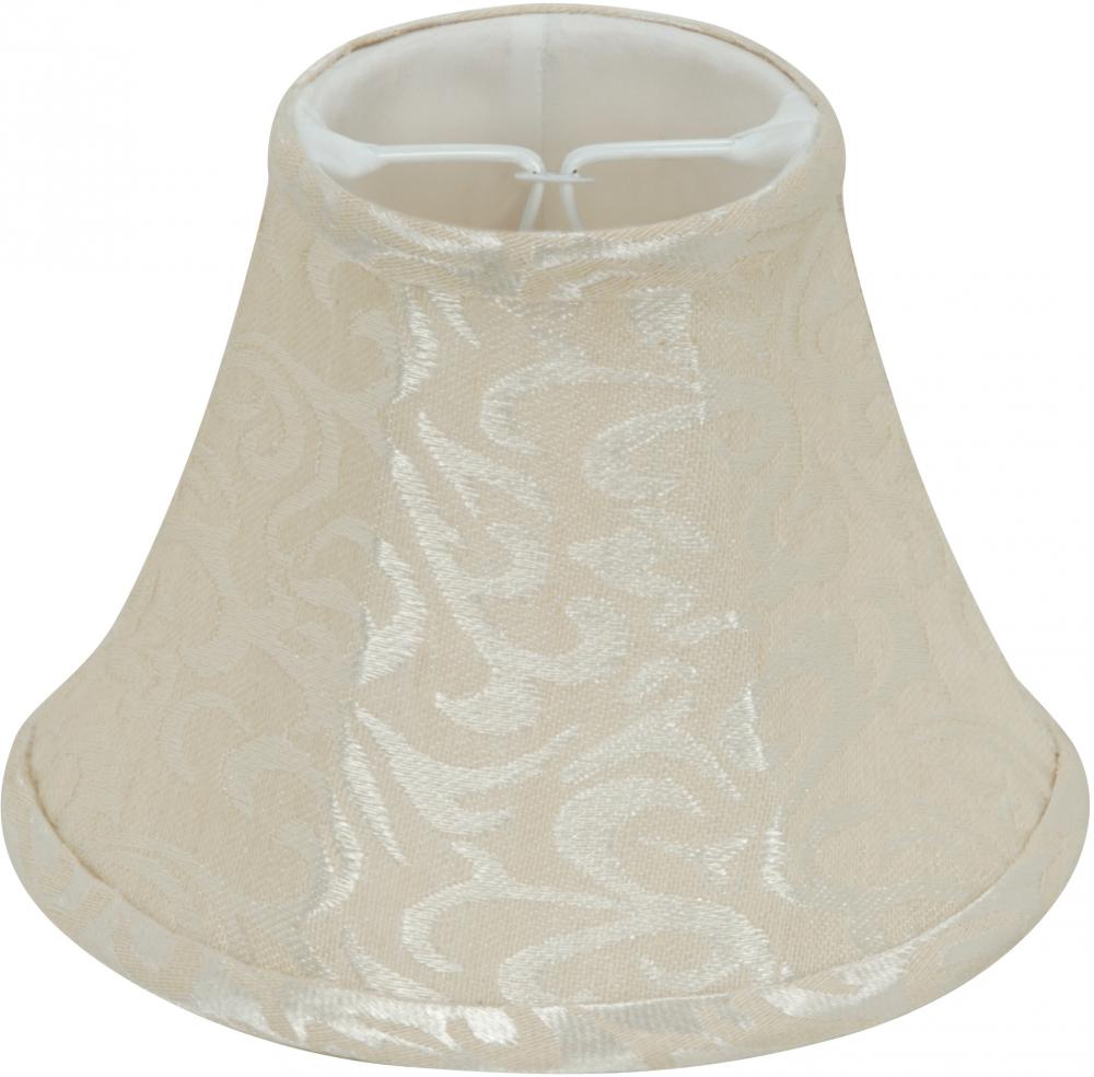 Clip On Shade; Cream Leaf Linen; 3&#34; Top; 6&#34; Bottom; 4-1/2&#34; Side