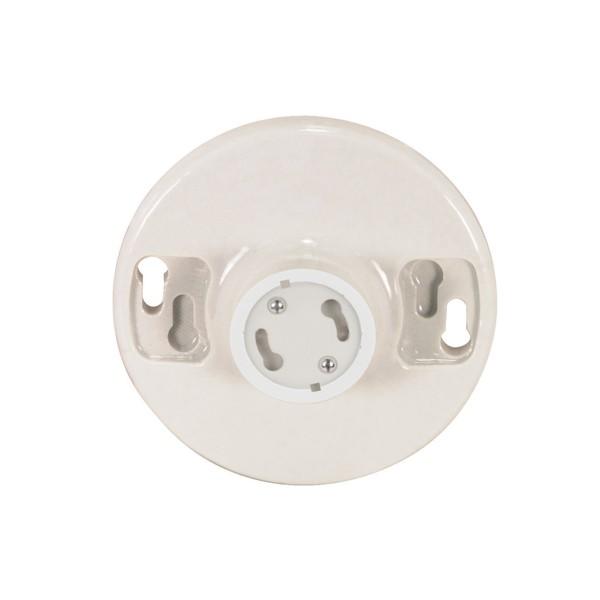 4 Terminal Keyless White Phenolic GU24 Ceiling Receptacle; Screw Terminals; 4-3/8&#34; Diameter;