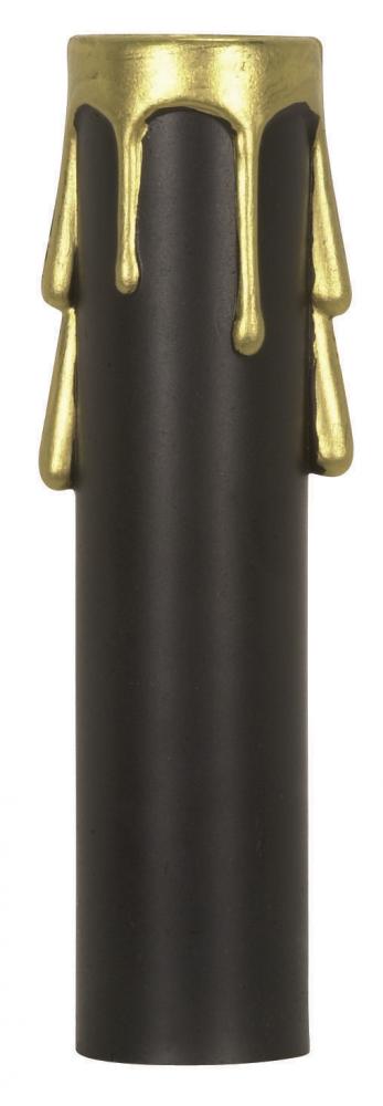 Plastic Drip Candle Cover; Black Plastic With Gold Drip; 13/16&#34; Inside Diameter; 7/8&#34;