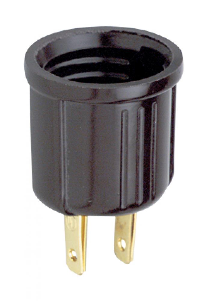 Polarized Socket Outlet Adapter; Medium Base; 660W; 125V; Brown Finish