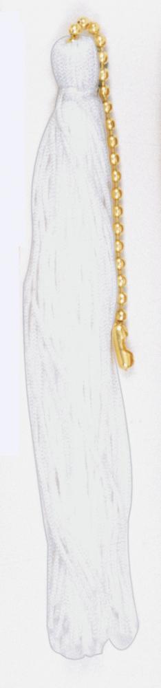 Tassel; White; 5&#34; Length; With Beaded Chain