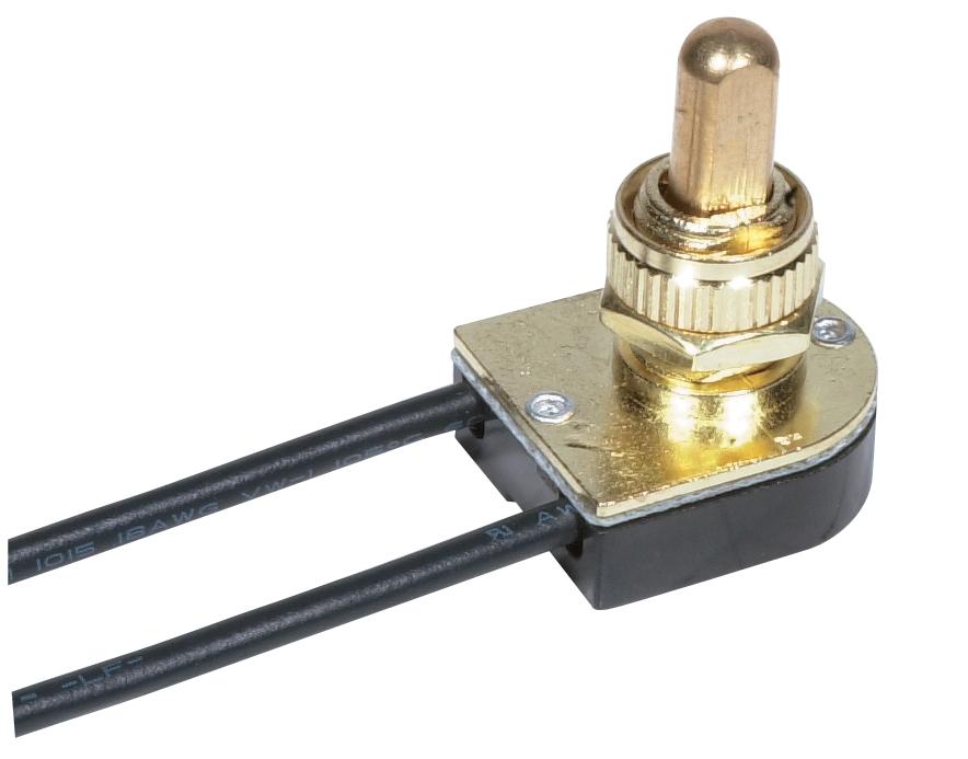 On-Off Metal Push Switch; 3/8&#34; Metal Bushing; Single Circuit; 6A-125V, 3A-250V Rating; Brass