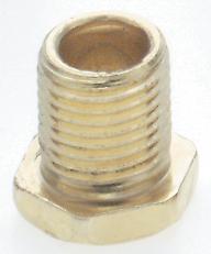 Steel Hexagon Head Nipple; Brass Plated; 1/8 IP; 3/8&#34; x 1/2&#34; Overall