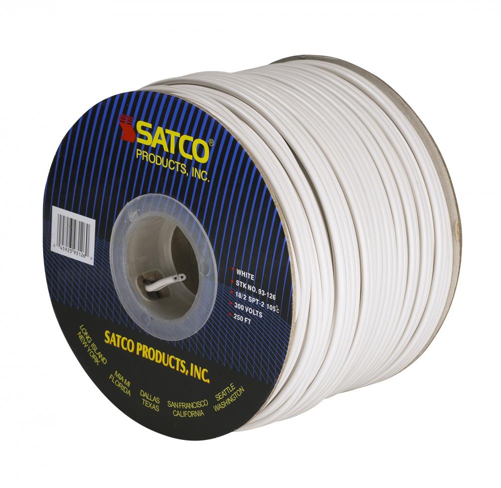 Lamp And Lighting Bulk Wire; 18/2 SPT-2 105C; 250 Foot/Spool; White