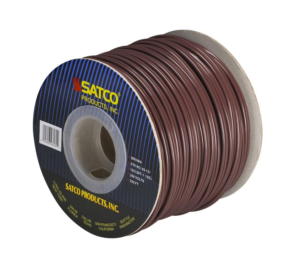 Lamp And Lighting Bulk Wire; 18/2 SPT-1 105C; 250 Foot/Spool; Brown