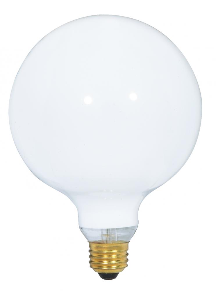 100 Watt G40 Incandescent; Gloss White; 4000 Average rated hours; 1050 Lumens; Medium base; 120 Volt