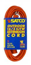 Satco Products Inc. 93/5005 - 25 Foot Orange Heavy Duty Outdoor Extension Cord; 16/3 Ga. SJTW-3 Orange Cord With Sleeve; 13A-125V;