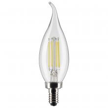 Satco Products Inc. S21842 - 4 Watt CA10 LED; Clear; Candelabra Base; 5000K; 350 Lumens; 120 Volt; 2-Pack