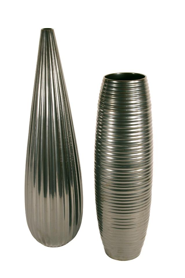 VASE, TALL OPEN, URBAN, GUNMETAL