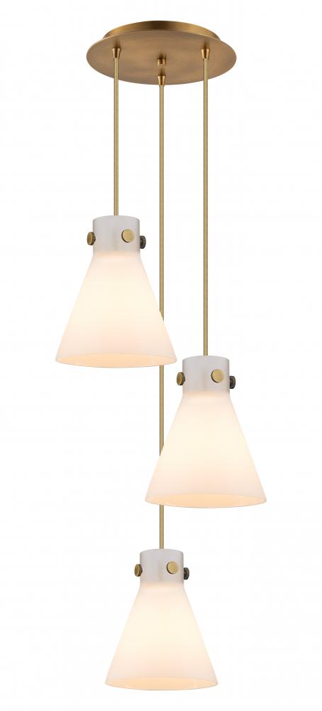 Newton Cone - 3 Light - 16 inch - Brushed Brass - Multi Pendant