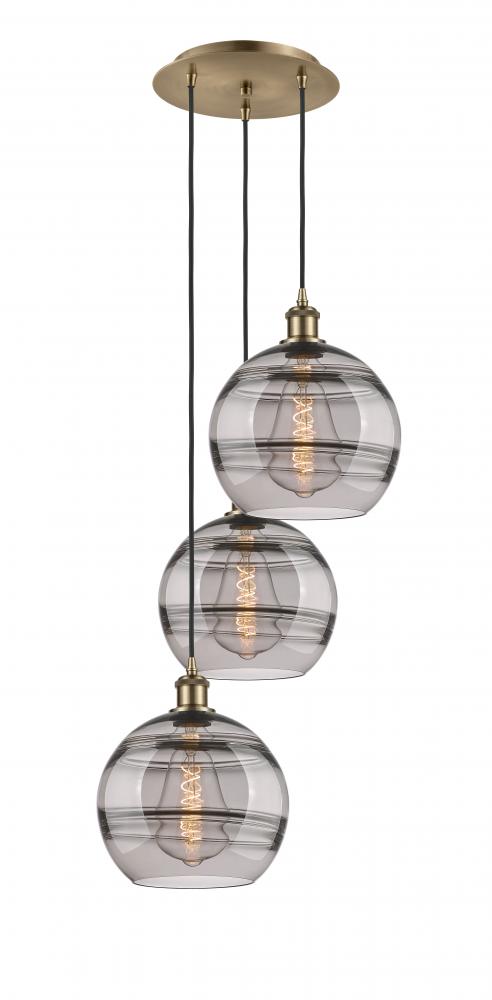 Rochester - 3 Light - 17 inch - Antique Brass - Cord hung - Multi Pendant