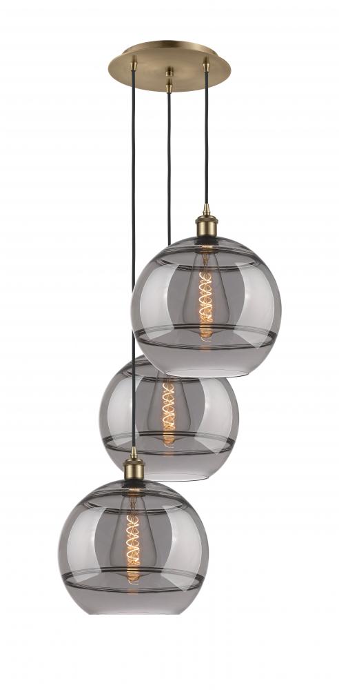 Rochester - 3 Light - 19 inch - Antique Brass - Cord hung - Multi Pendant