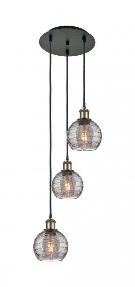 Athens Deco Swirl - 3 Light - 12 inch - Black Antique Brass - Cord Hung - Multi Pendant