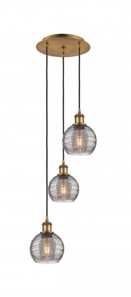 Athens Deco Swirl - 3 Light - 12 inch - Brushed Brass - Cord hung - Multi Pendant