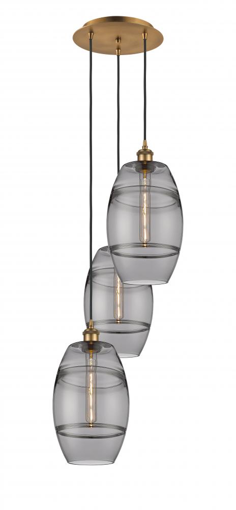 Vaz - 3 Light - 15 inch - Brushed Brass - Cord hung - Multi Pendant