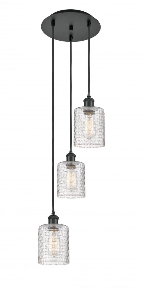 Cobbleskill - 3 Light - 12 inch - Matte Black - Cord Hung - Multi Pendant