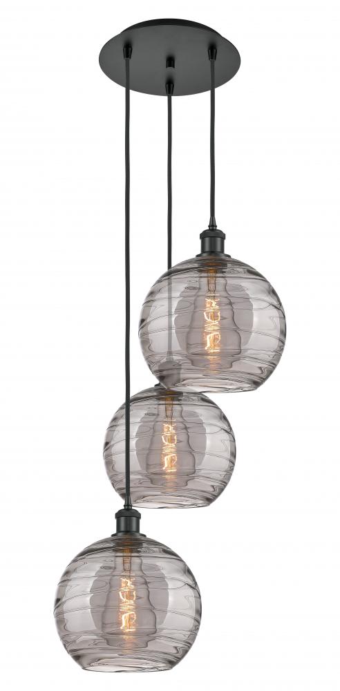 Athens Deco Swirl - 3 Light - 17 inch - Matte Black - Cord hung - Multi Pendant