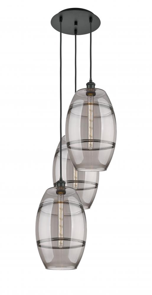 Vaz - 3 Light - 17 inch - Matte Black - Cord hung - Multi Pendant