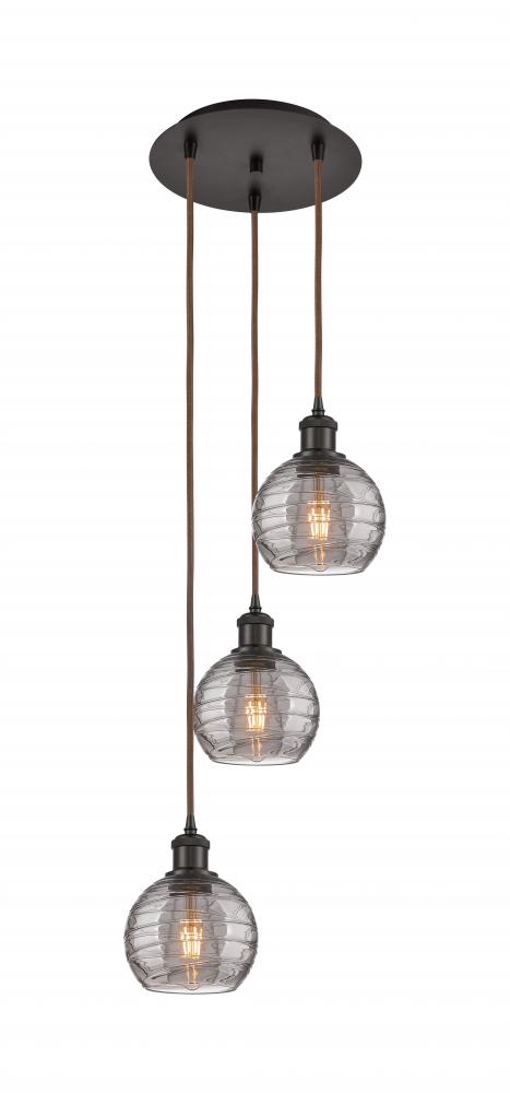 Athens Deco Swirl - 3 Light - 12 inch - Oil Rubbed Bronze - Cord hung - Multi Pendant