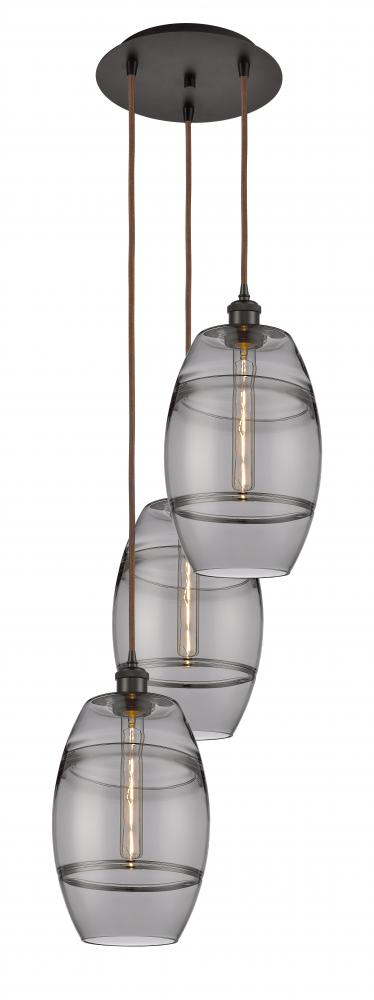 Vaz - 3 Light - 15 inch - Oil Rubbed Bronze - Cord hung - Multi Pendant