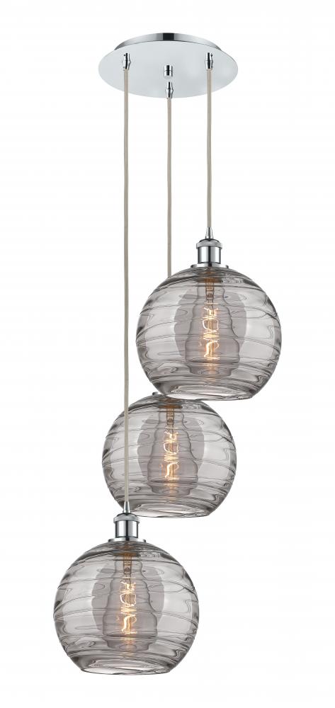 Athens Deco Swirl - 3 Light - 17 inch - Polished Chrome - Cord hung - Multi Pendant