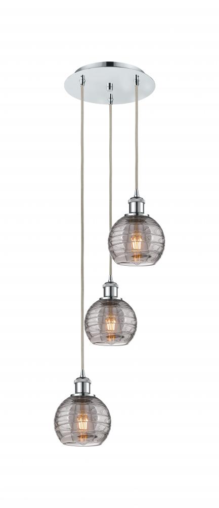 Athens Deco Swirl - 3 Light - 12 inch - Polished Chrome - Cord hung - Multi Pendant