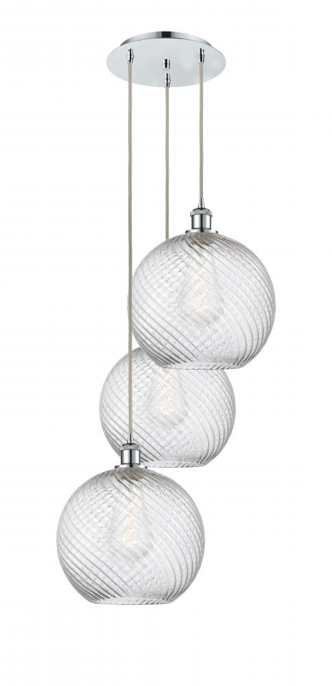 Athens Twisted Swirl - 3 Light - 18 inch - Polished Chrome - Cord hung - Multi Pendant