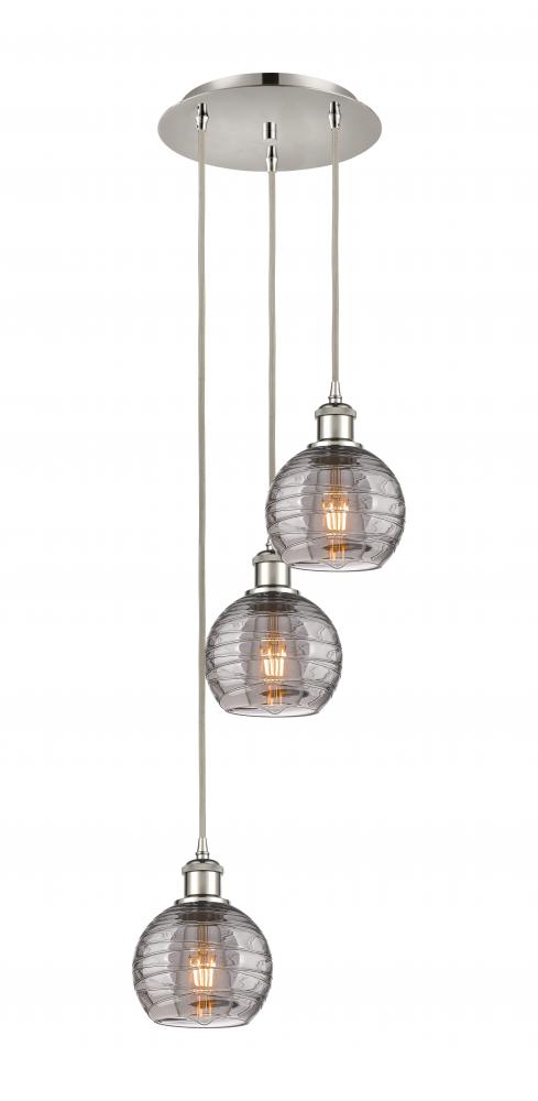 Athens Deco Swirl - 3 Light - 12 inch - Polished Nickel - Cord hung - Multi Pendant