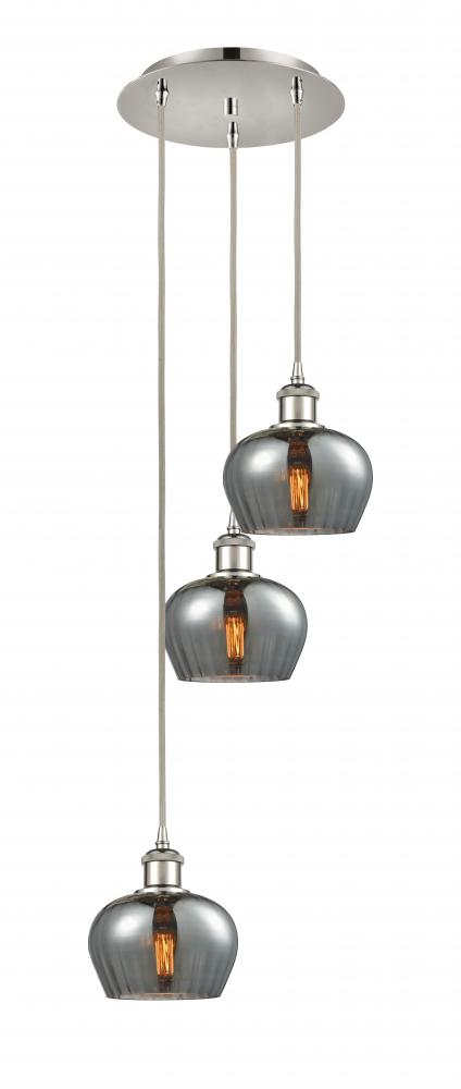 Fenton - 3 Light - 13 inch - Polished Nickel - Cord Hung - Multi Pendant