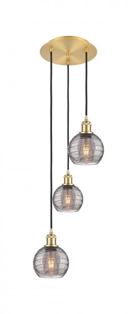 Athens Deco Swirl - 3 Light - 12 inch - Satin Gold - Cord hung - Multi Pendant