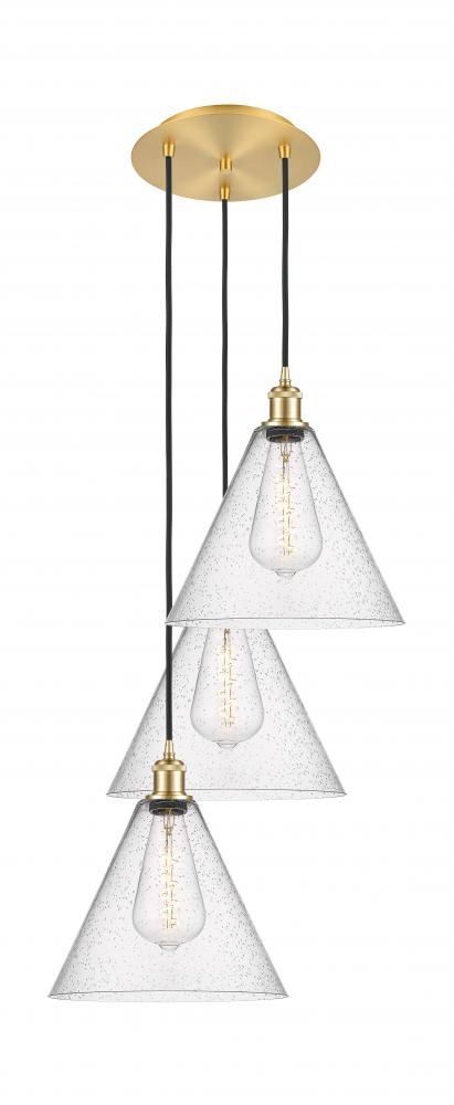 Berkshire - 3 Light - 19 inch - Satin Gold - Cord Hung - Multi Pendant