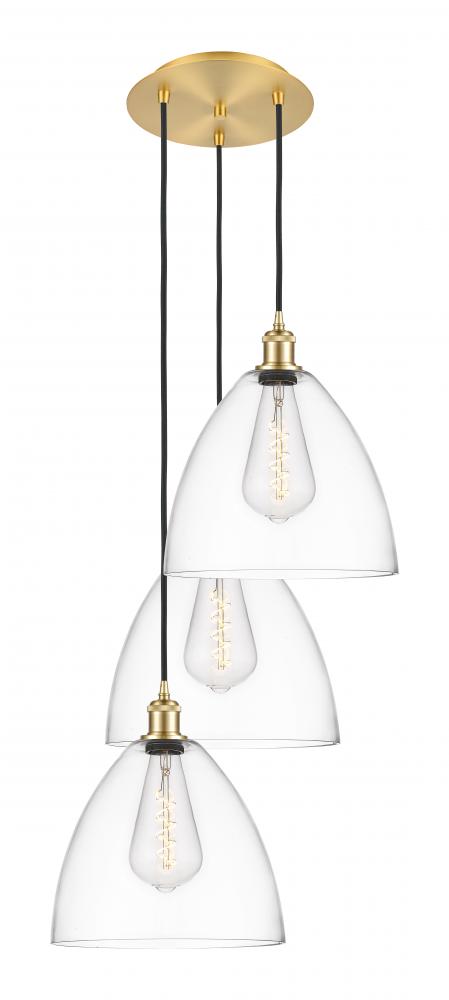 Bristol - 3 Light - 19 inch - Satin Gold - Cord Hung - Multi Pendant