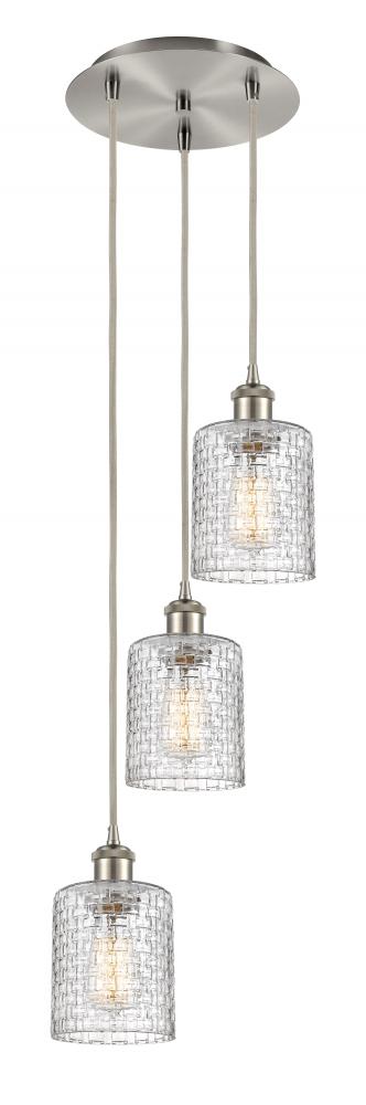 Cobbleskill - 3 Light - 12 inch - Brushed Satin Nickel - Cord Hung - Multi Pendant