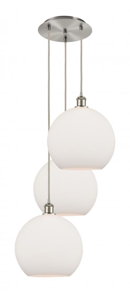 Athens - 3 Light - 18 inch - Brushed Satin Nickel - Cord Hung - Multi Pendant