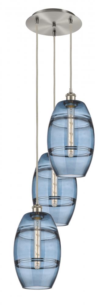 Vaz - 3 Light - 15 inch - Brushed Satin Nickel - Cord hung - Multi Pendant