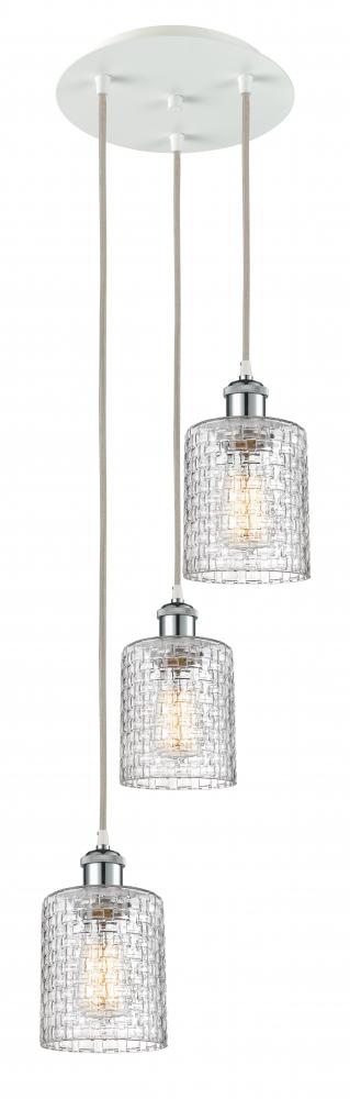 Cobbleskill - 3 Light - 12 inch - White Polished Chrome - Cord Hung - Multi Pendant